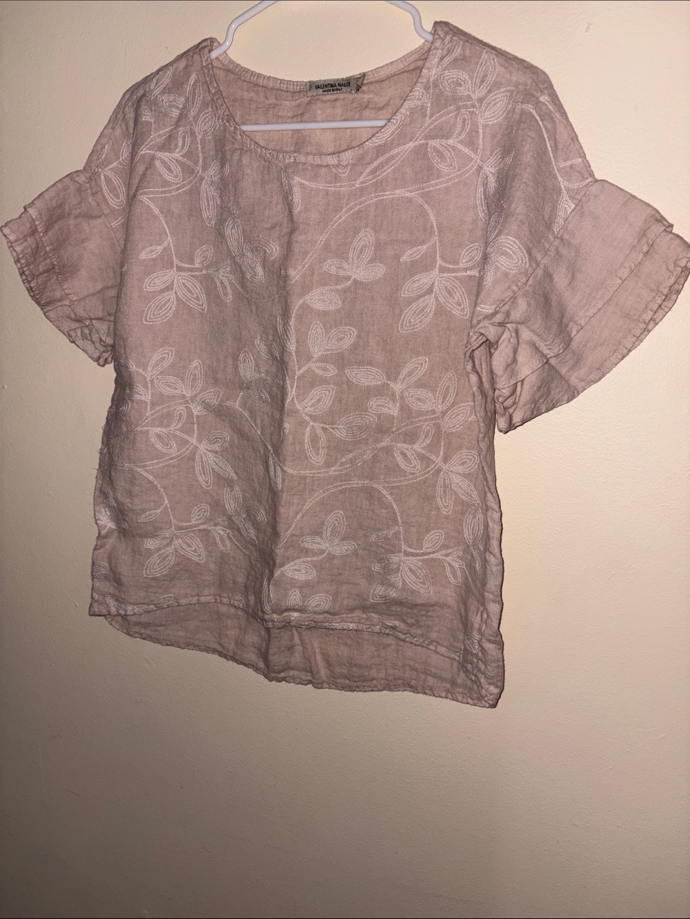 Women's Blush Embroidered Short Sleeve Blouse
